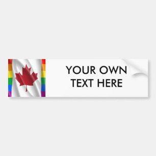 CANADIAN GAY PRIDE FLAG WAVY DESIGN BUMPERSTICKER