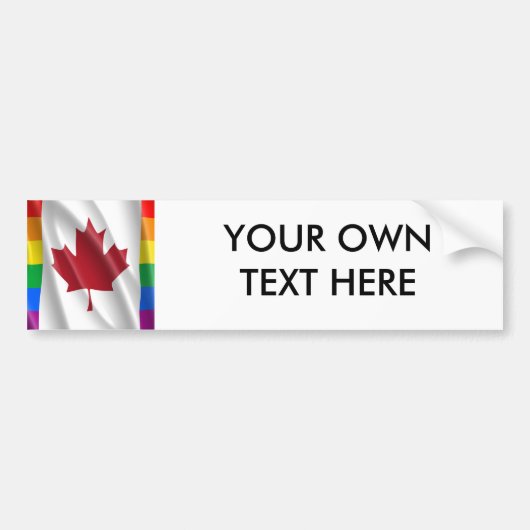 CANADIAN GAY PRIDE FLAG WAVY DESIGN BUMPERSTICKER (Voorkant)