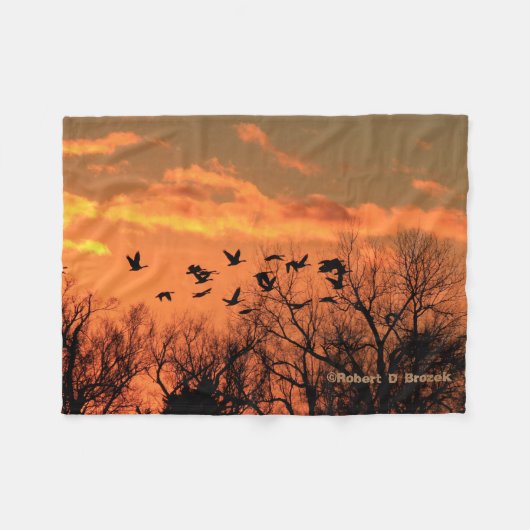 Canadian Geese Sunset Silhouette Fleece Deken (Voorkant (Horizontaal))