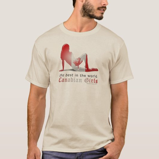 Canadian Girl Silhouette Flag T-shirt (Voorkant)