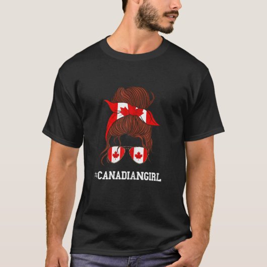 Canadian Girl Sunglass Canadian Flag Canadian Root T-shirt (Voorkant)