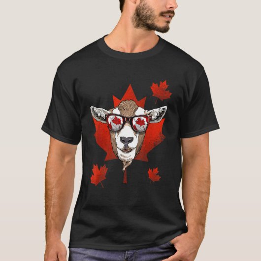 Canadian Goat Maple Tree Leaf Canada Flag Animal G T-shirt (Voorkant)