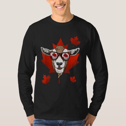 Canadian Goat Maple Tree Leaf Canada Flag Animal G T-shirt (Voorkant)