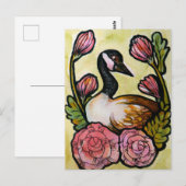 Canadian Goose Canada Ganzen Roze Bloemen Kunst Briefkaart (Voorkant / Achterkant)