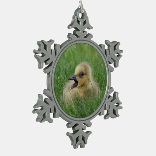 Canadian Goose Chick Tin Sneeuwvlok Ornament (Links)