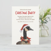 Canadian Goose Red Pet Poinsettias Kerstfeest Kaart (Staand voorkant)