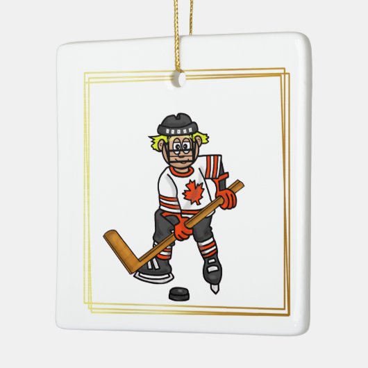 Canadian Hockey Player Kerstversier Keramisch Ornament (Links)