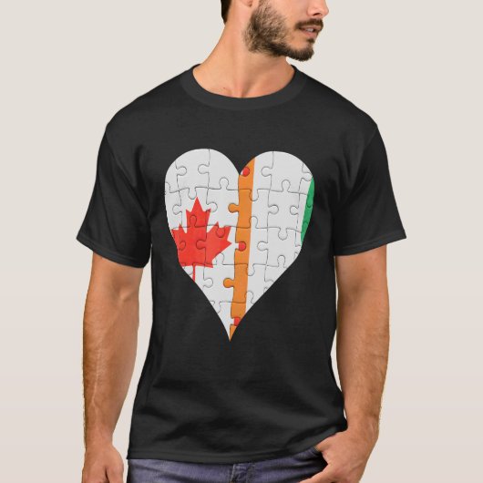 Canadian Ivorian Flag Heart T-shirt (Voorkant)