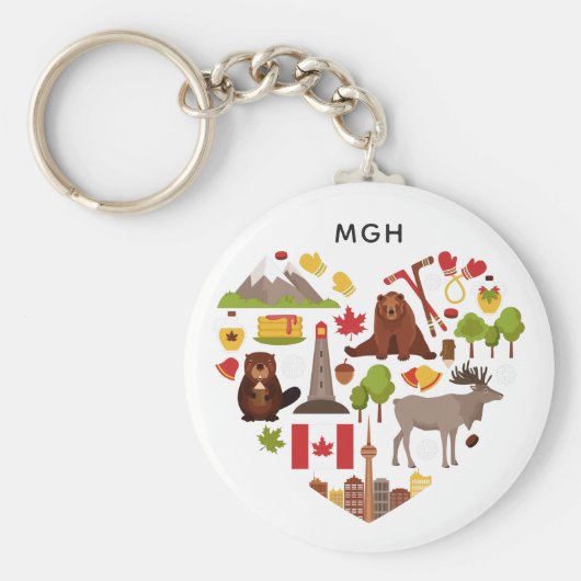 Canadian Love Custom Monogram Key chain Sleutelhanger (Voorkant)