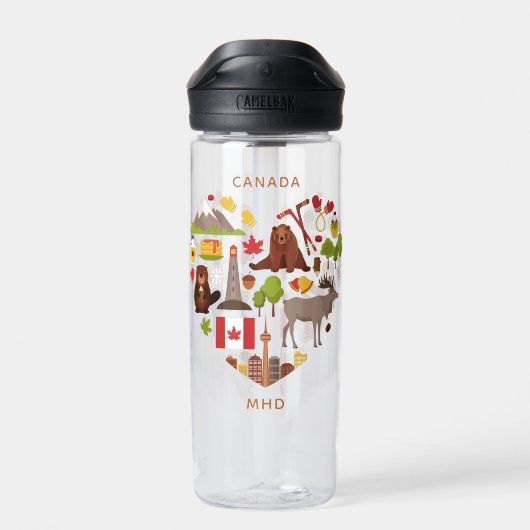 Canadian Love Custom Monogram Waterfles (Achterkant)