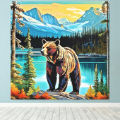 Canadian Majestic Mountain Beer Design Canvas Afdruk (Insitu (Houten vloer))