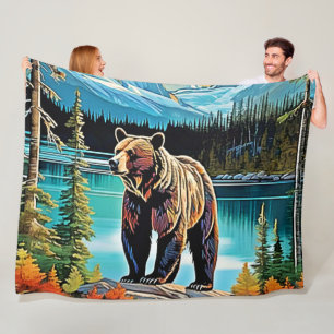 Canadian Majestic Mountain Beer Design Fleece Deken
