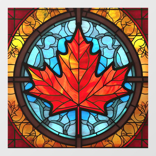 Canadian Maple Leaf Glas in lood Raamsticker (Vel)