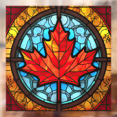 Canadian Maple Leaf Glas in lood Raamsticker (Vel 2)