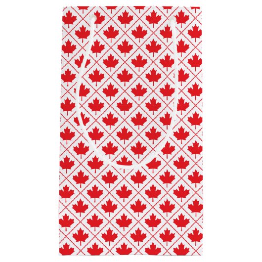 Canadian Maple Leaf Red en White Diamond Design Klein Cadeauzakje (Voorkant)