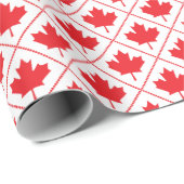 Canadian Maple Leaf Rood en Wit Diamant Patroon Cadeaupapier (Rol Hoek)