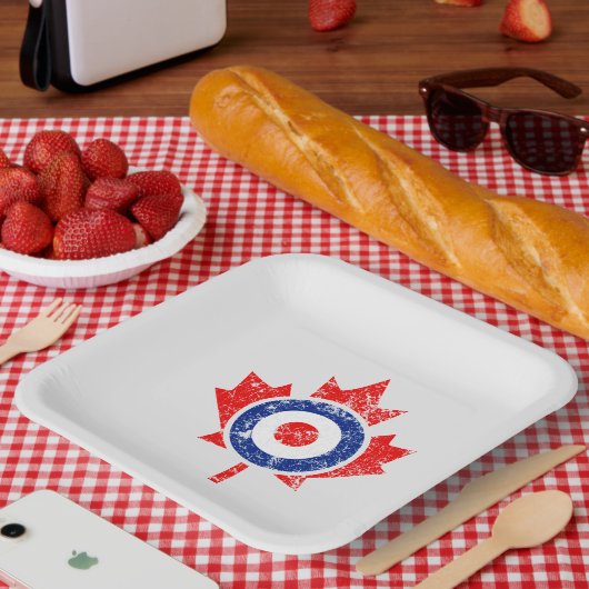 Canadian Maple Leaf Roundel Grunge Mod CANADA Papieren Bordje (Picknick)