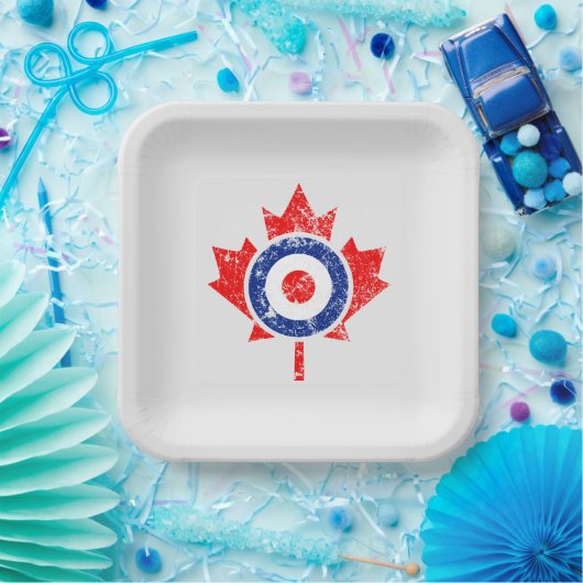 Canadian Maple Leaf Roundel Grunge Mod CANADA Papieren Bordje (Feest)