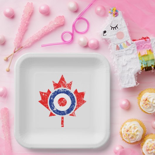 Canadian Maple Leaf Roundel Grunge Mod CANADA Papieren Bordje (Feest)
