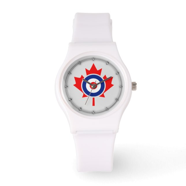 Canadian Maple Leaf Roundel Mod CANADA Horloge (Voorkant)