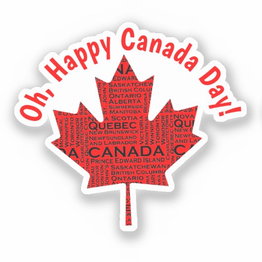 Canadian Maple Leaf w/Text Sticker (Voorkant)