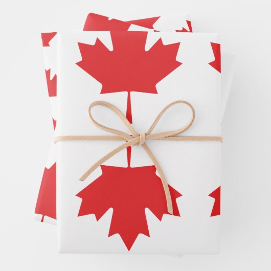Canadian Maple Red Leaf Wrapping Paper Sheets (In situ)