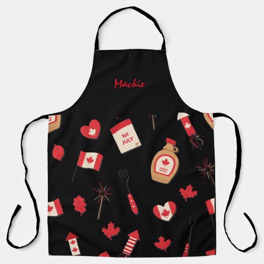 Canadian Maple Syrup BBQ, bewerkbare naam Schort (Voorkant)