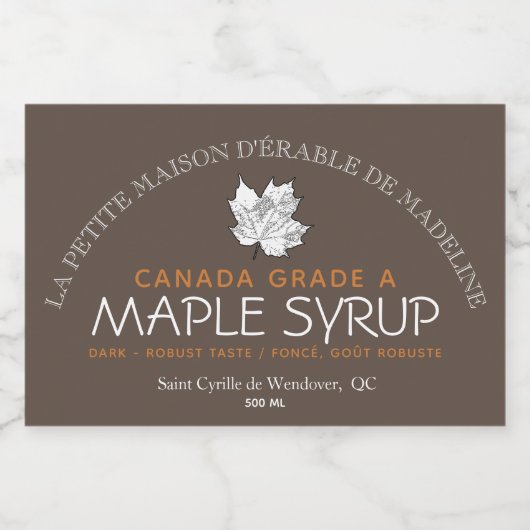 Canadian Maple Syrup Editable Food Label Voedselcontainer Etiket (Enkel label)