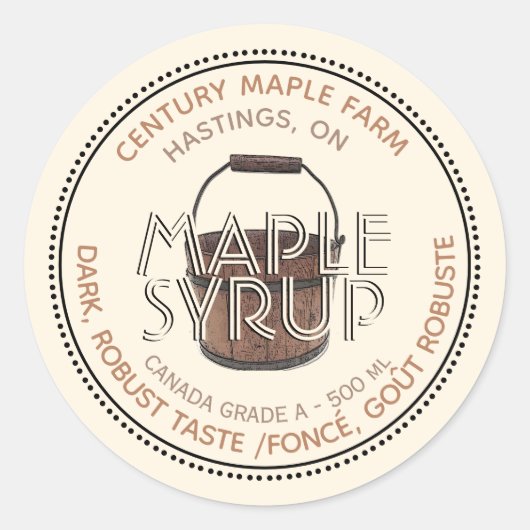 Canadian Maple Syrup Editable Label (Sap Bucket) (Voorkant)