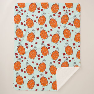 Canadian Maple Syrup Pattern Sherpa Deken