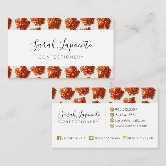 Canadian Maple Syrup Snoep Pattern Visitekaartje (Voorkant / Achterkant)