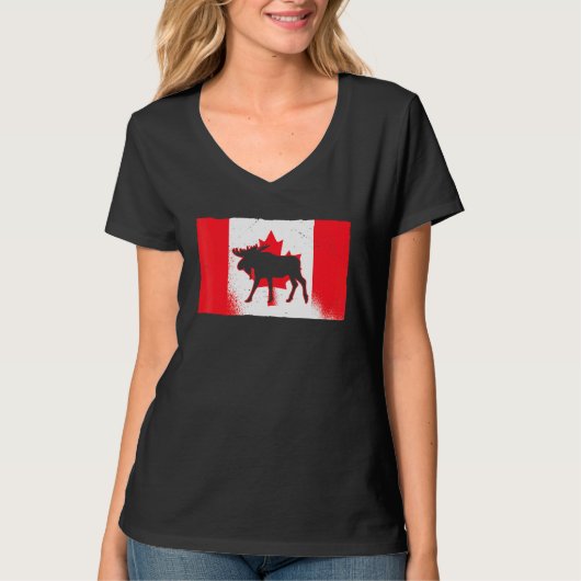 Canadian Moose Canada Day Maple Leaf Proud Canuck T-shirt (Voorkant)