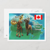 Canadian Moose Elk Beaver en Goose Briefkaart (Voorkant / Achterkant)