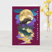 Canadian Moose & Moon Birthday Card Kaart (Gele Bloem)