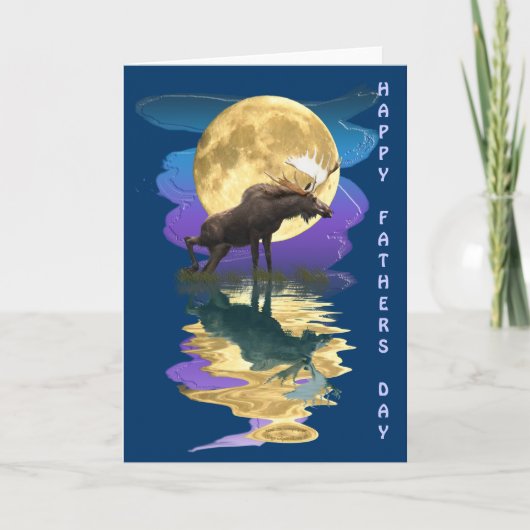 Canadian Moose & Moon Father's Day Card Kaart (Voorkant)