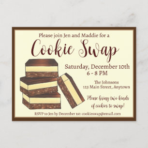 Canadian Nanaimo Bars Kerstkoekjesruil Uitnodiging Briefkaart