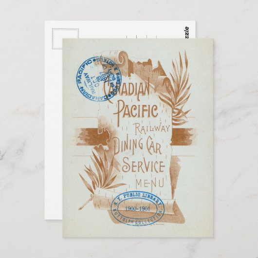 Canadian Pacific Railway Dining Car Menu 1897 (Voorkant / Achterkant)