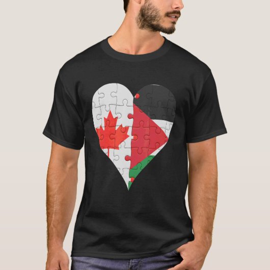 Canadian Palestinian Flag Heart T-shirt (Voorkant)