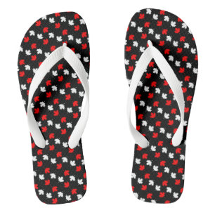 CANADIAN Patriot Red en White Maple op BLACK Teenslippers