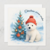 Canadian polar bear cab & Canadian Maple leaf Feestdagenkaart (Voorkant / Achterkant)