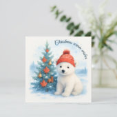 Canadian polar bear cab & Canadian Maple leaf Feestdagenkaart (Staand voorkant)