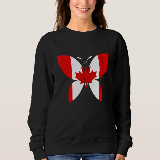 Canadian Pride Butterfly Maple Leaf Canadian Flag Trui (Voorkant)