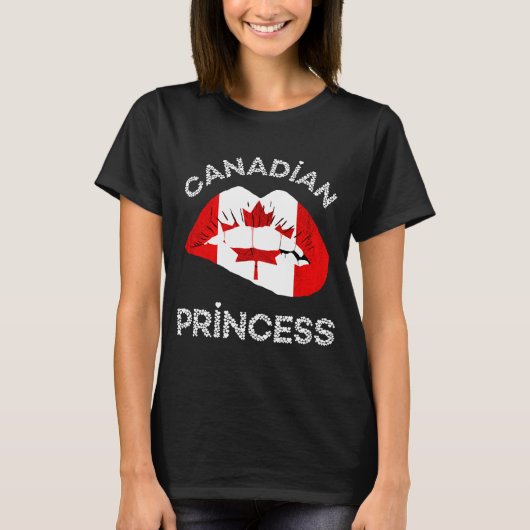 Canadian Princess Lips Maple Leaf Canadian Flag Ca T-shirt (Voorkant)
