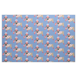 Canadian Pugs - Canada Day Fabric Stof
