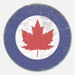 Canadian RAF Maple Leaf Roundel Rustic Ronde Sticker