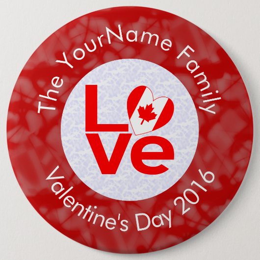 Canadian Red LOVE Flag gepersonaliseerd Ronde Button 6,0 Cm (Voorkant)