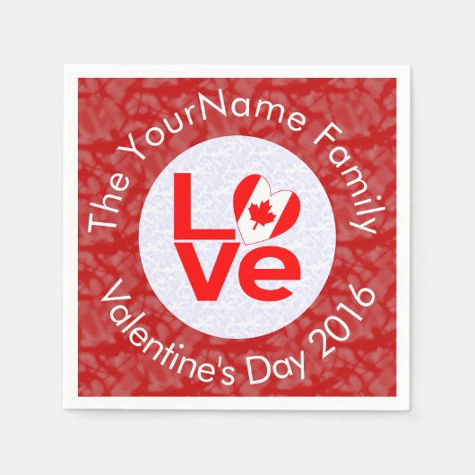 Canadian Red LOVE Flag gepersonaliseerd Servet (Voorkant)
