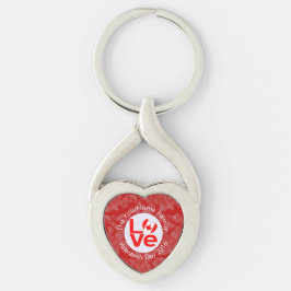 Canadian Red LOVE Flag gepersonaliseerd Sleutelhanger