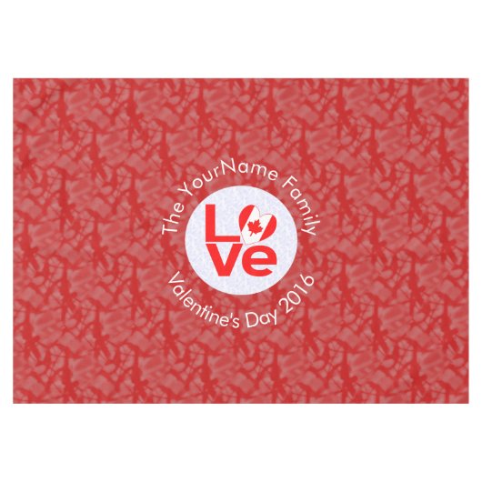 Canadian Red LOVE Flag gepersonaliseerd Tafelkleed (Voorkant (Horizontaal))