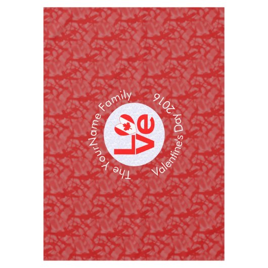 Canadian Red LOVE Flag gepersonaliseerd Tafelkleed (Voorkant)